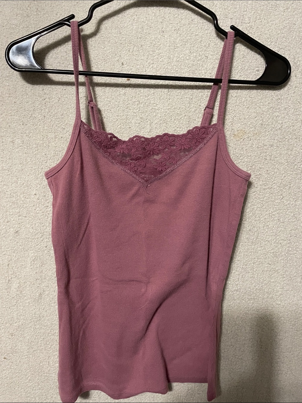 Hollister Mauve Lace-Trim Ribbed Camisole